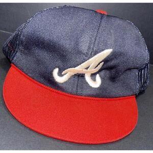 Vintage 80-90s Atlanta Braves MLB Trucker Mesh Snap Back Hat Cap Adjustable